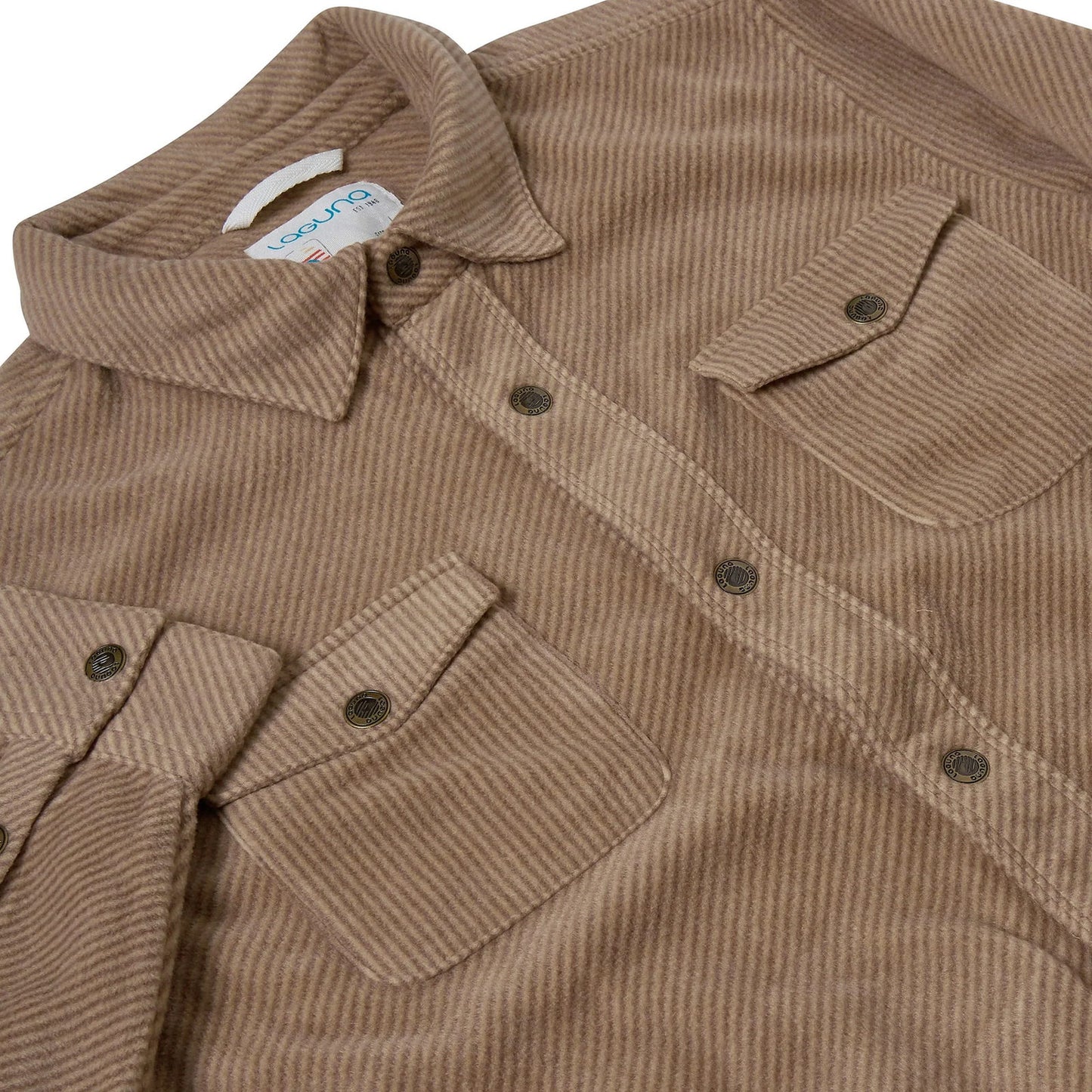 Laguna Mens Overshirt Jacket Brushed Warm Button Up Casual Shacket Coa - Button Detail - QHA UK