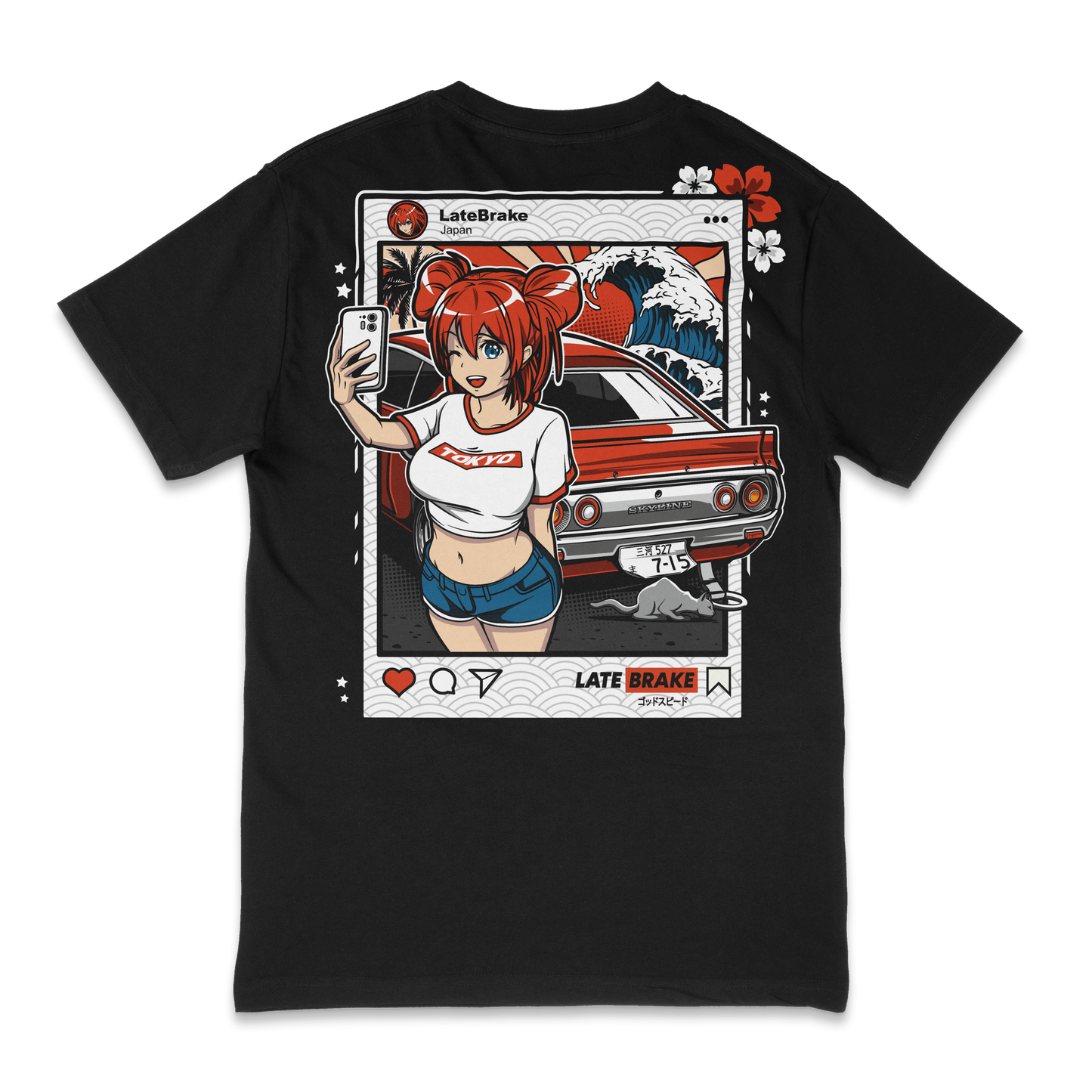 Late Brake Lb Selfie T-Shirt Cotton Car Enthusiast Tee 180gsm | Late - QHA UK