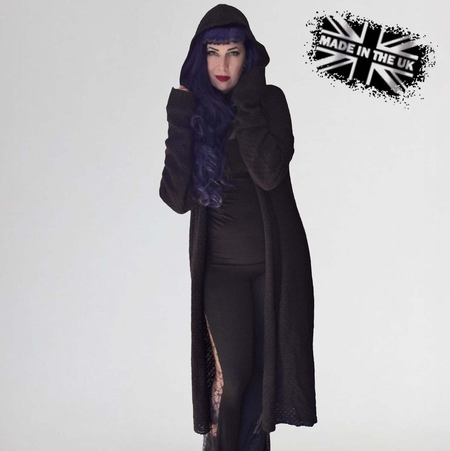 Necessary Evil Women's Gothic Cardigan Long Hooded Athena UK Made - QHA UK