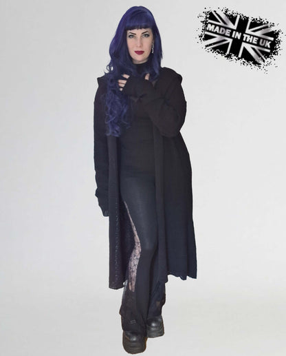 Necessary Evil Women's Gothic Cardigan Long Hooded Athena UK Made - QHA UK