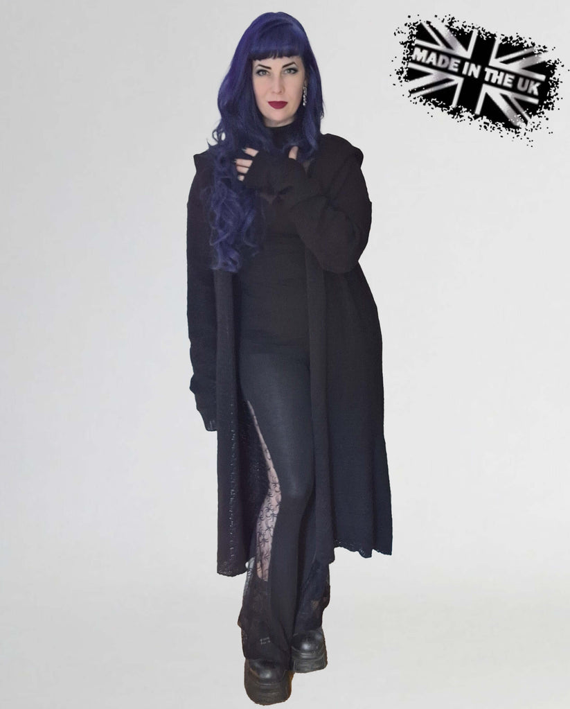 Necessary Evil Women's Gothic Cardigan Long Hooded Athena UK Made - QHA UK