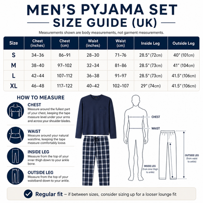 Lucky Brand Mens Pyjama Set Crew Neck Flannel Pants Cotton Lounge Slee - Collar Detail - QHA UK