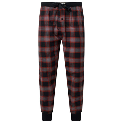 Lucky Brand Mens Pyjama Set Crew Neck Flannel Pants Cotton Lounge Slee - Collar Detail - QHA UK