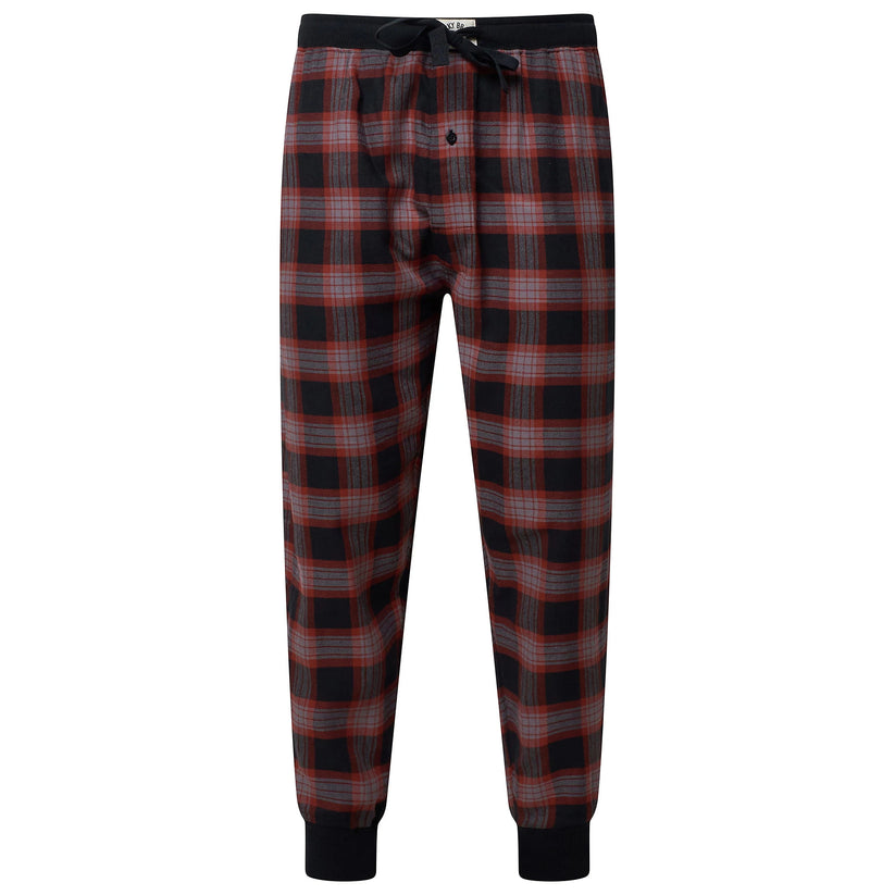 Lucky Brand Mens Pyjama Set Crew Neck Flannel Pants Cotton Lounge Slee - Collar Detail - QHA UK