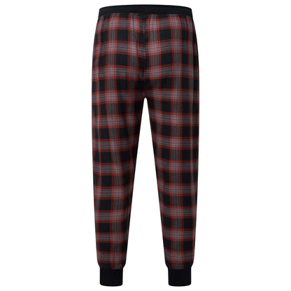 Lucky Brand Mens Pyjama Set Crew Neck Flannel Pants Cotton Lounge Slee - Collar Detail - QHA UK