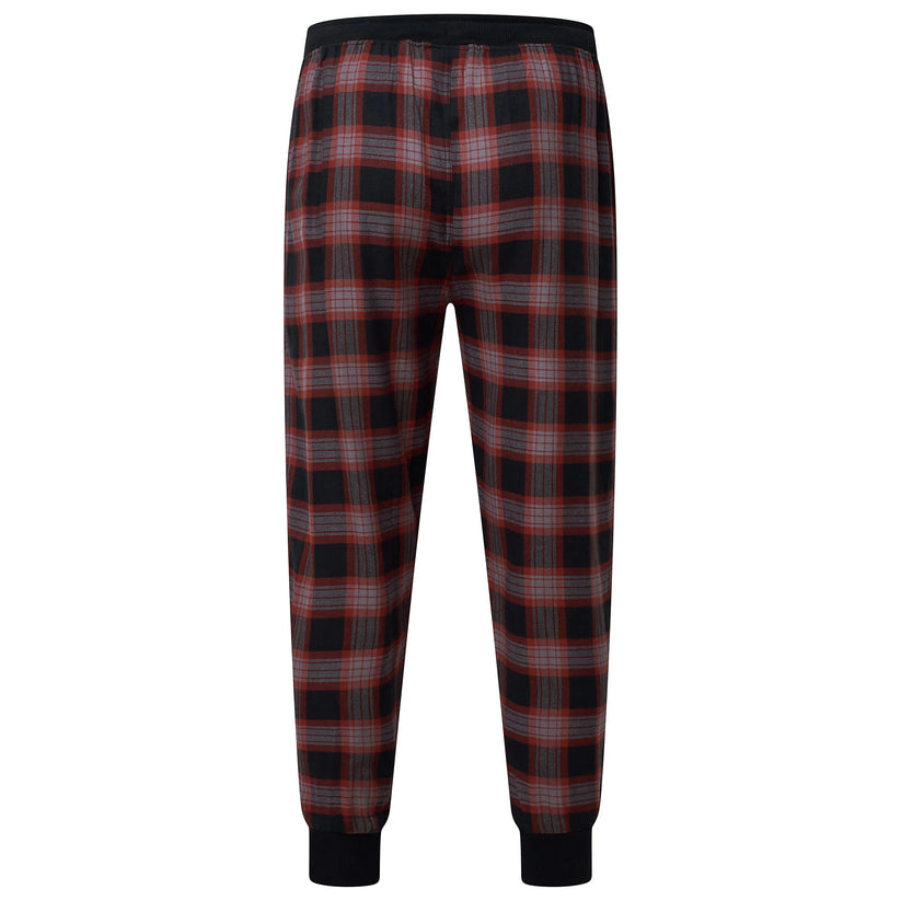 Lucky Brand Mens Pyjama Set Crew Neck Flannel Pants Cotton Lounge Slee - Collar Detail - QHA UK