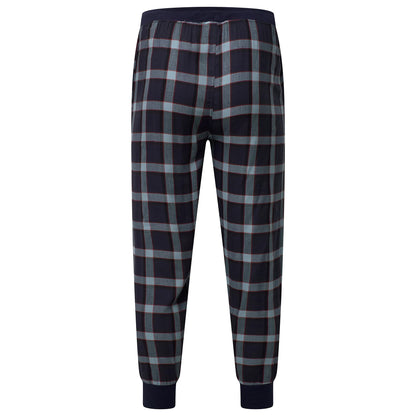 Lucky Brand Mens Pyjama Set Crew Neck Flannel Pants Cotton Lounge Slee - Collar Detail - QHA UK