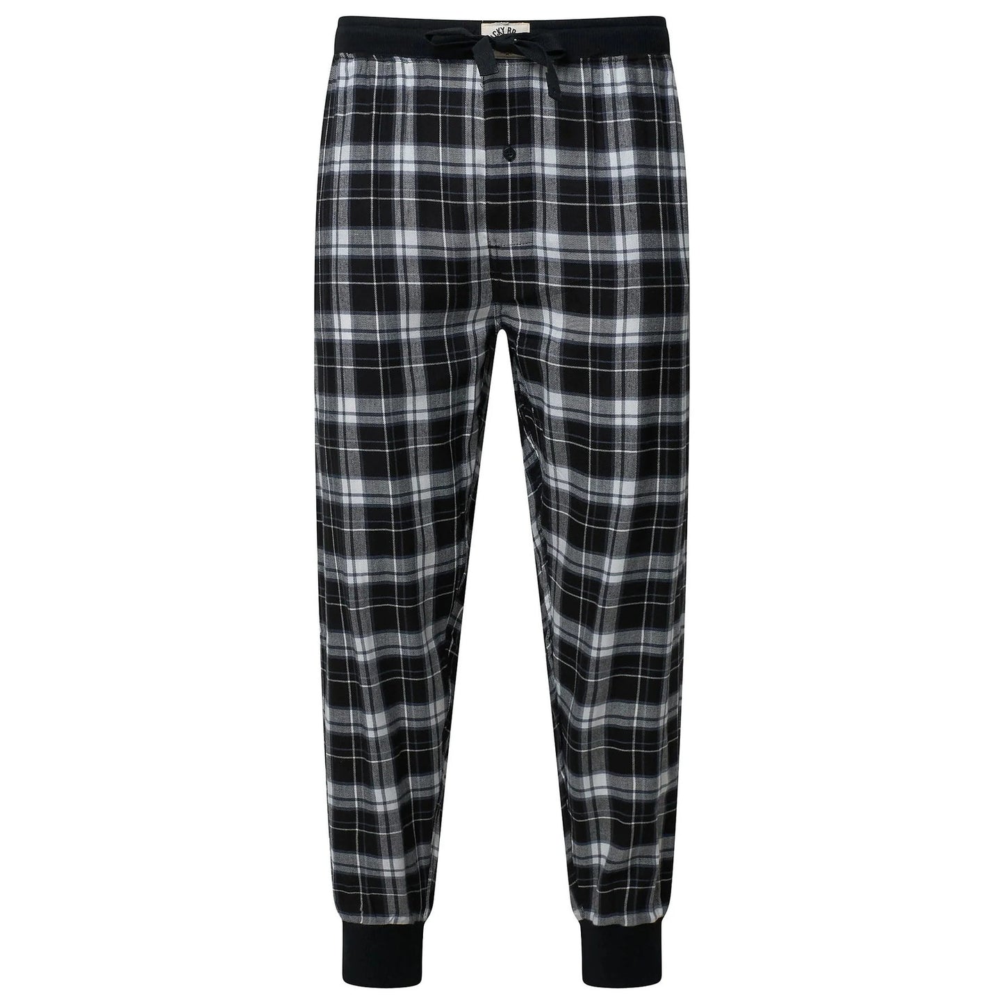 Lucky Brand Mens Pyjama Set Crew Neck Flannel Pants Cotton Lounge Slee - Collar Detail - QHA UK