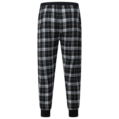 Lucky Brand Mens Pyjama Set Crew Neck Flannel Pants Cotton Lounge Slee - Collar Detail - QHA UK