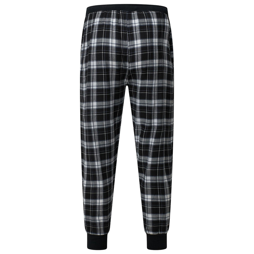 Lucky Brand Mens Pyjama Set Crew Neck Flannel Pants Cotton Lounge Slee - Collar Detail - QHA UK