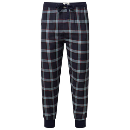 Lucky Brand Mens Pyjama Set Crew Neck Flannel Pants Cotton Lounge Slee - Collar Detail - QHA UK
