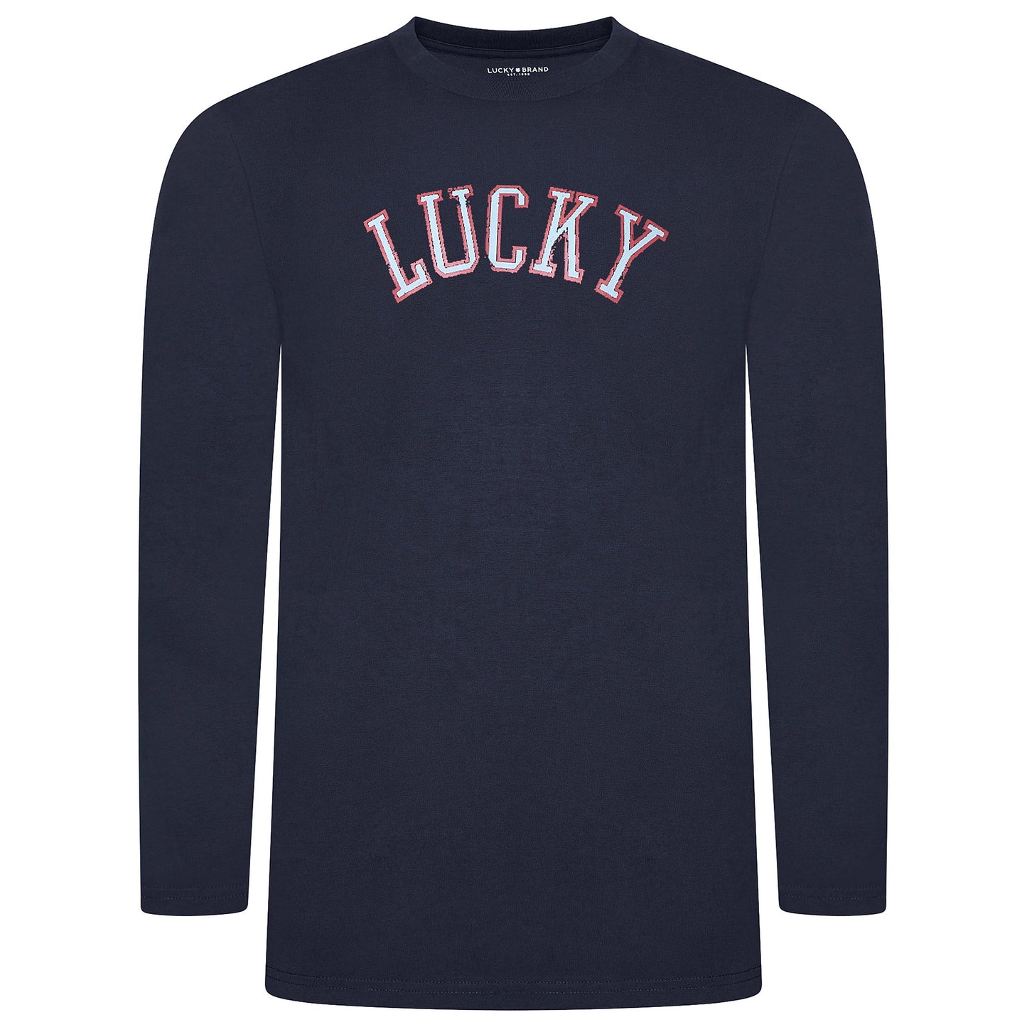 Lucky Brand Mens Pyjama Set Crew Neck Flannel Pants Cotton Lounge Slee - Collar Detail - QHA UK