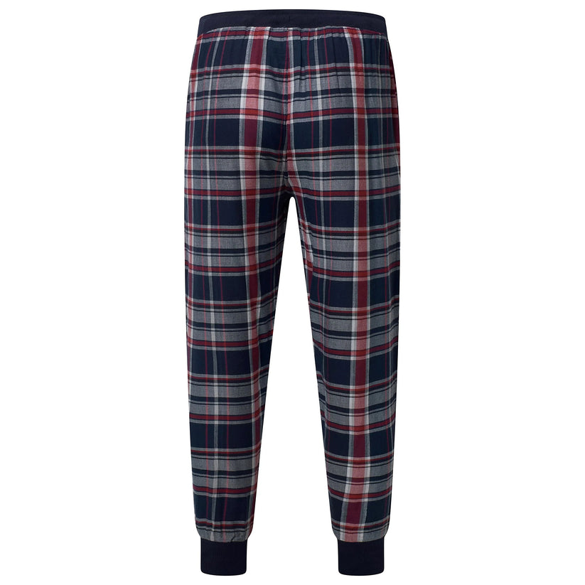Lucky Brand Mens Pyjama Set Crew Neck Flannel Pants Cotton Lounge Slee - Collar Detail - QHA UK