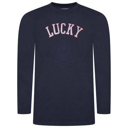 Lucky Brand Mens Pyjama Set Crew Neck Flannel Pants Cotton Lounge Slee - Collar Detail - QHA UK