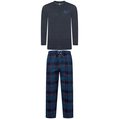 Lucky Brand Mens Henley Pyjama Set Flannel Check Lounge Pants PJs S-XL - QHA UK