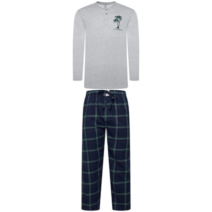 Lucky Brand Mens Henley Pyjama Set Flannel Check Lounge Pants PJs S-XL - QHA UK