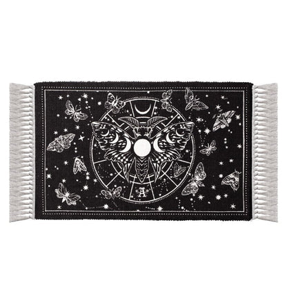 Alchemy Gothic Rug Lunar Moth Cotton Moon Phase Décor - QHA UK