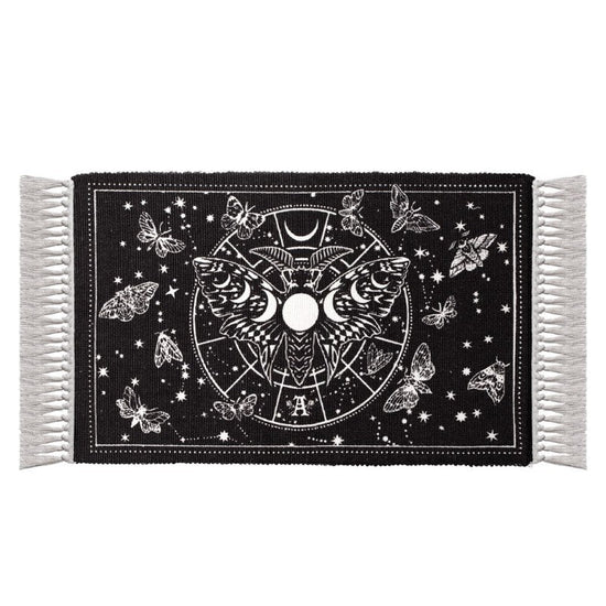 Alchemy Gothic Rug Lunar Moth Cotton Moon Phase Décor - QHA UK