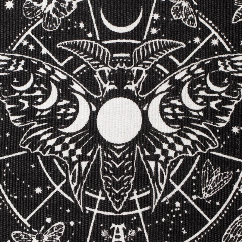 Alchemy Gothic Rug Lunar Moth Cotton Moon Phase Décor - QHA UK