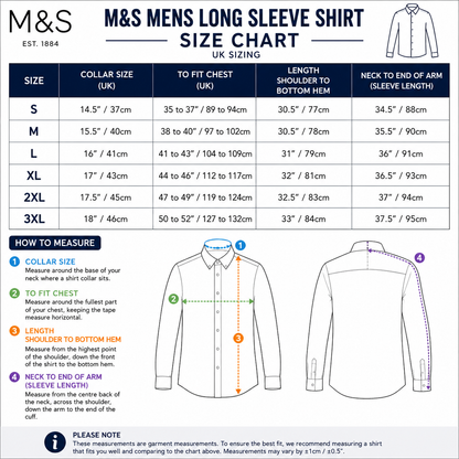 M&S Mens Regular Fit Cotton Shirt Easy Iron Formal Smart Work Shirt | - QHA UK
