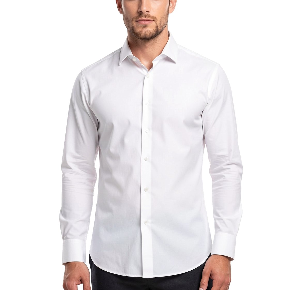 M&S Mens Regular Fit Cotton Shirt Easy Iron Formal Smart Work Shirt | - Model Wearing Product - QHA UK