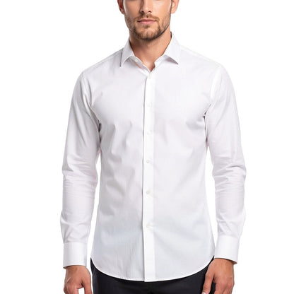 M&S Mens Regular Fit Cotton Shirt Easy Iron Formal Smart Work Shirt | - Model Wearing Product - QHA UK