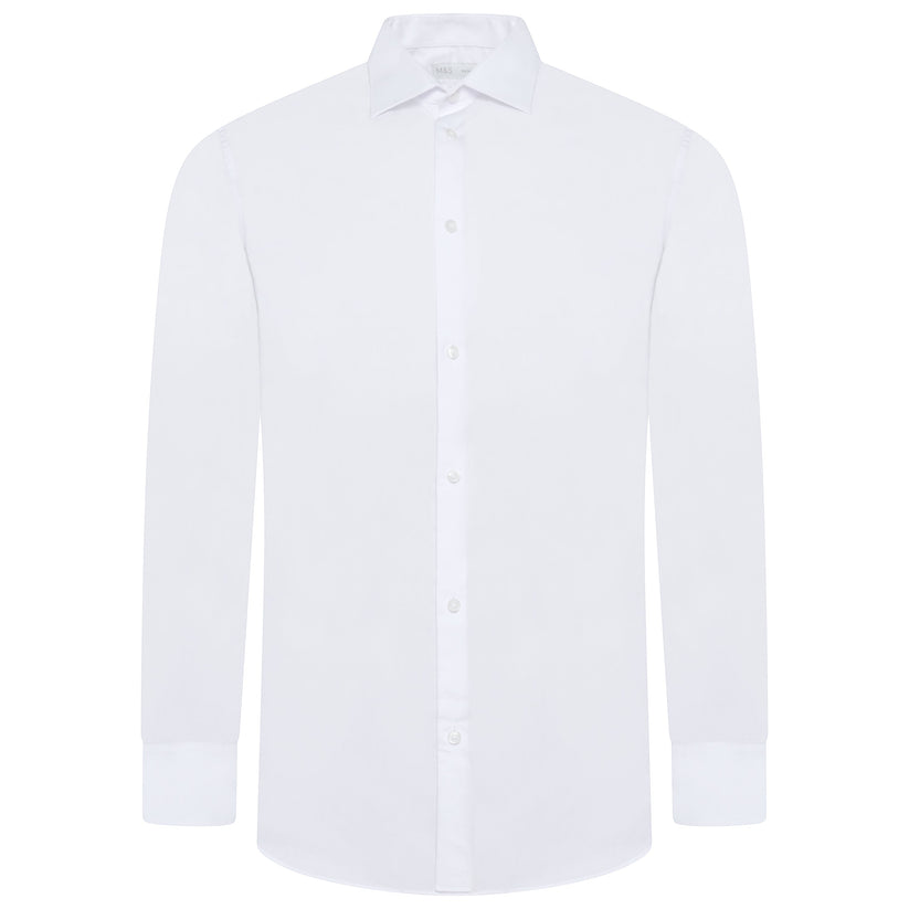 M&S Mens Regular Fit Cotton Shirt Easy Iron Formal Smart Work Shirt | - QHA UK