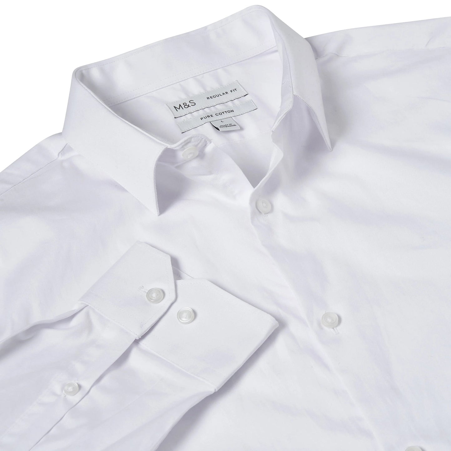M&S Mens Regular Fit Cotton Shirt Easy Iron Formal Smart Work Shirt | - QHA UK