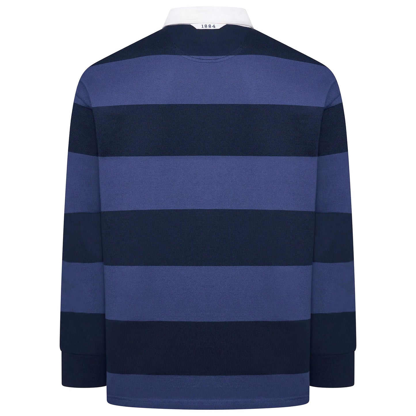 M&S Men's Striped Cotton Rugby Shirt | Long Sleeve | S–2XL | Navy & Burgundy - Sleeve Detail - QHA UK