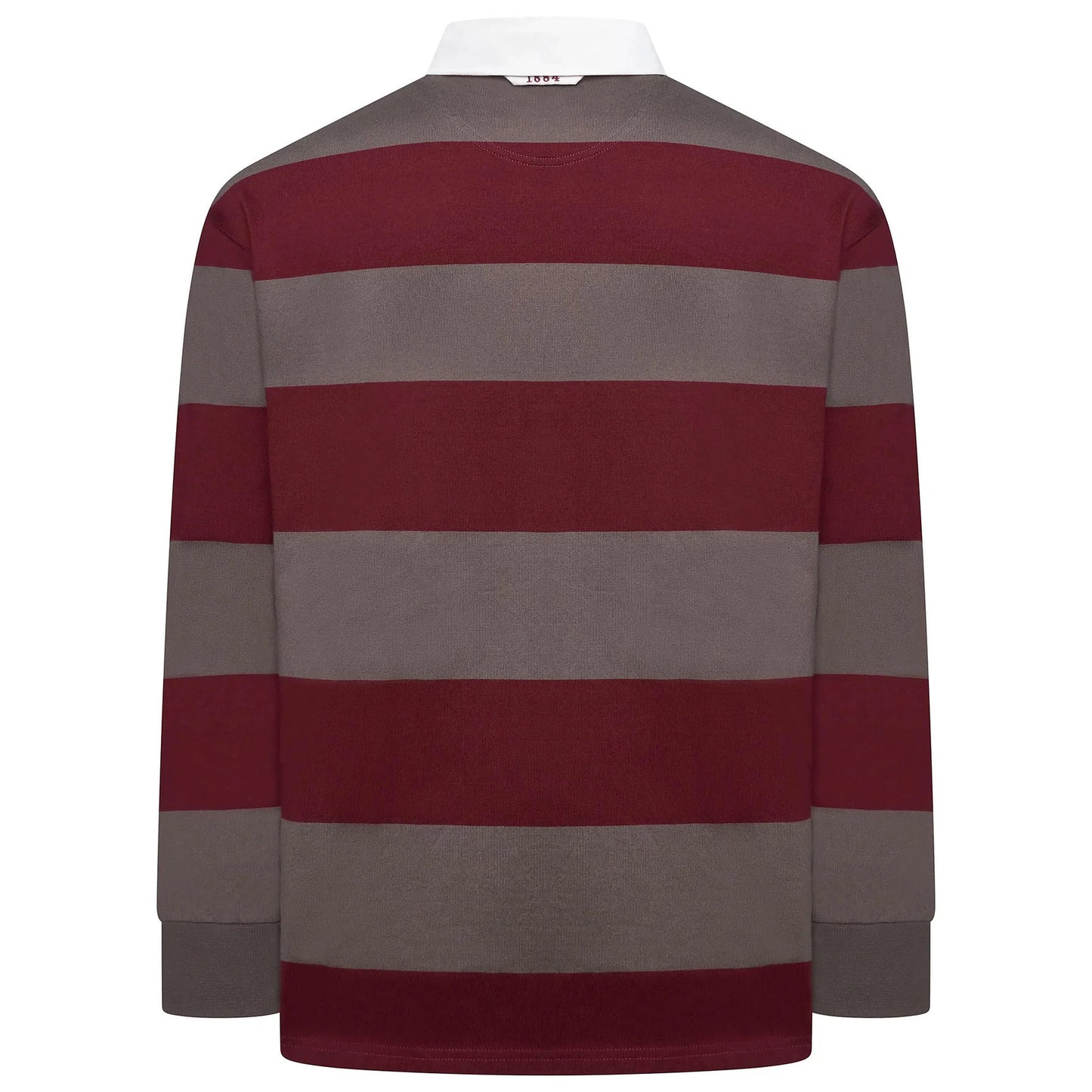 M&S Men's Striped Cotton Rugby Shirt | Long Sleeve | S–2XL | Navy & Burgundy - Sleeve Detail - QHA UK