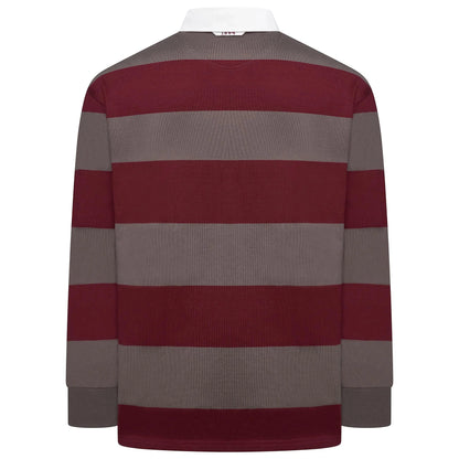 M&S Men's Striped Cotton Rugby Shirt | Long Sleeve | S–2XL | Navy & Burgundy - Sleeve Detail - QHA UK