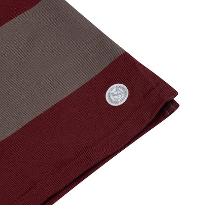 M&S Men's Striped Cotton Rugby Shirt | Long Sleeve | S–2XL | Navy & Burgundy - Sleeve Detail - QHA UK