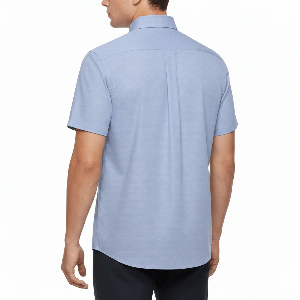 M&S Men's Pure Cotton Oxford Shirt | Short Sleeve | S–4XL | Navy, White, Sky Blue - Sleeve Detail - QHA UK