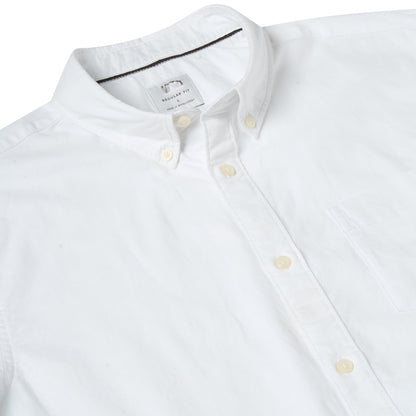 M&S Men's Pure Cotton Oxford Shirt | Short Sleeve | S–4XL | Navy, White, Sky Blue - Sleeve Detail - QHA UK