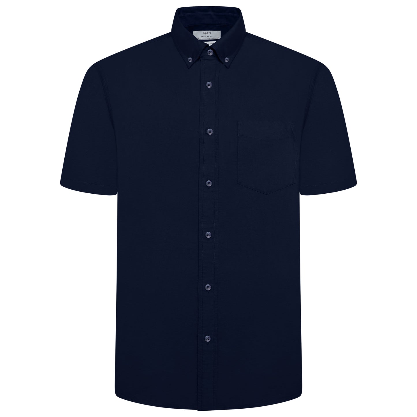 M&S Mens Cotton Oxford Shirt Short Sleeve Button Down Regular Fit | Qu - Sleeve Detail - QHA UK