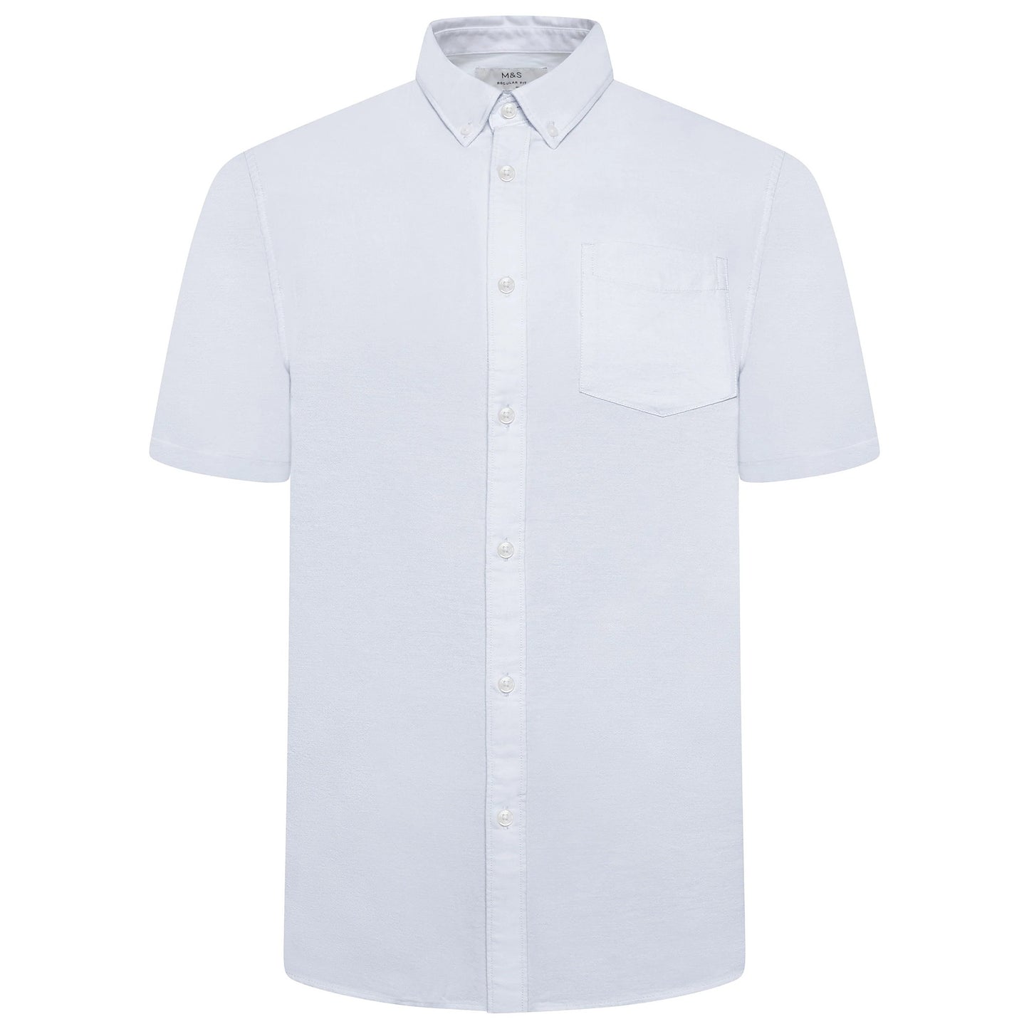 M&S Mens Cotton Oxford Shirt Short Sleeve Button Down Regular Fit | Qu - Sleeve Detail - QHA UK