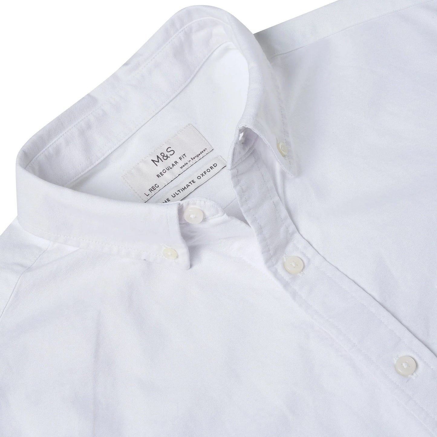 M&S Mens Cotton Oxford Shirt Short Sleeve Button Down Regular Fit | Qu - Sleeve Detail - QHA UK