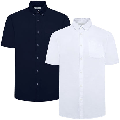 M&S Mens Cotton Oxford Shirt Short Sleeve Button Down Regular Fit | Qu - Sleeve Detail - QHA UK