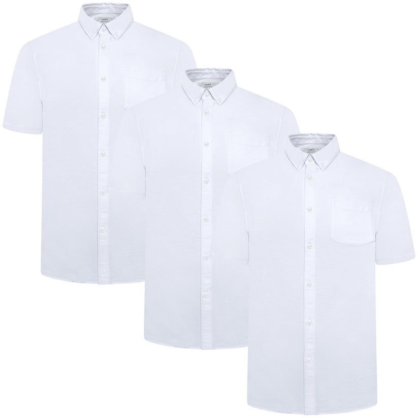 M&S Mens Cotton Oxford Shirt Short Sleeve Button Down Regular Fit | Qu - Sleeve Detail - QHA UK