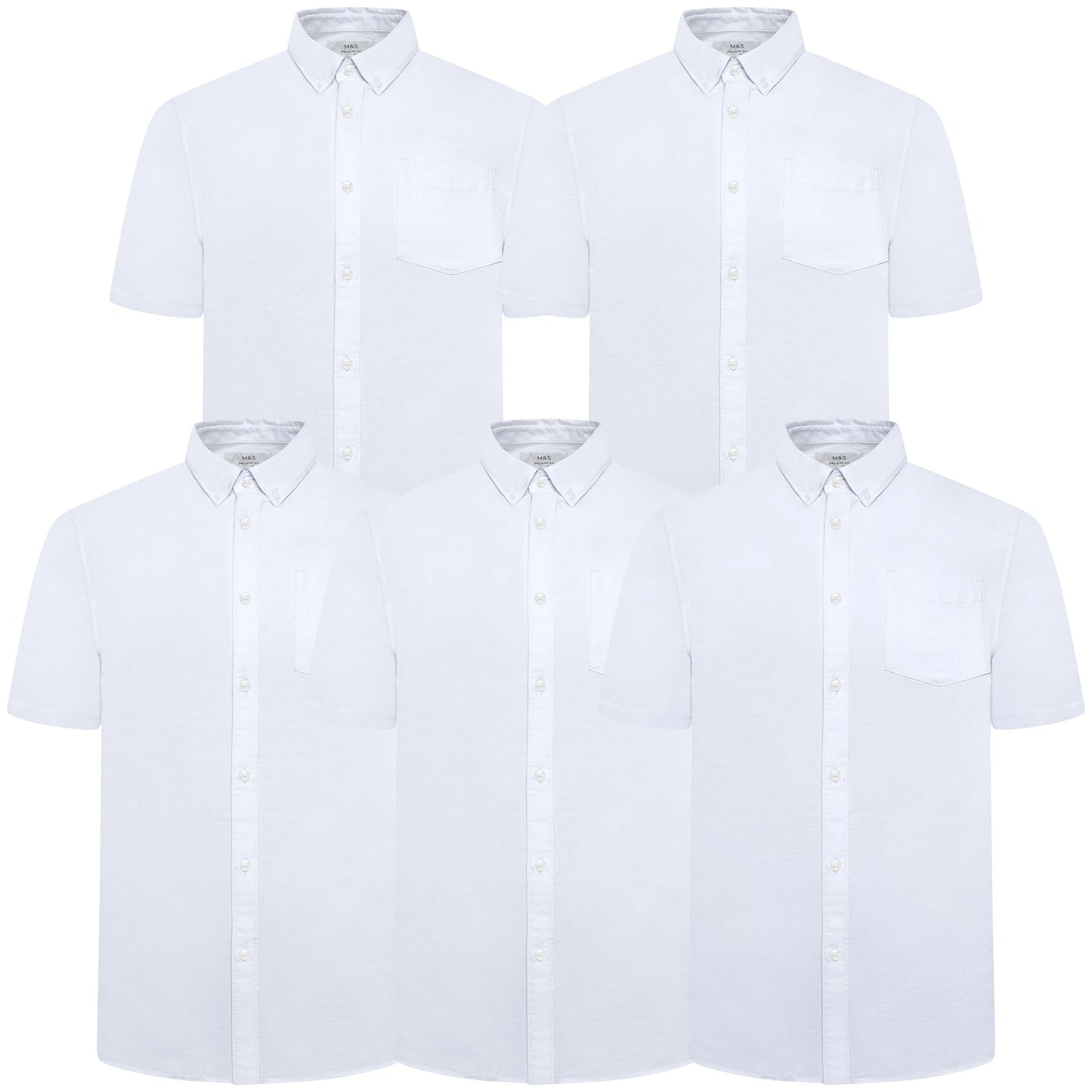 M&S Mens Cotton Oxford Shirt Short Sleeve Button Down Regular Fit | Qu - Sleeve Detail - QHA UK