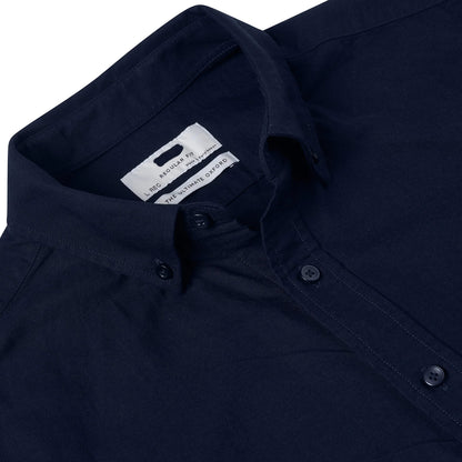 M&S Men's Pure Cotton Oxford Shirt | Short Sleeve | S–4XL | Navy, White, Sky Blue - Sleeve Detail - QHA UK