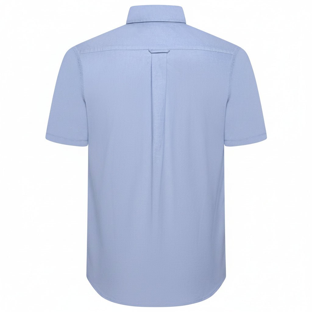 M&S Men's Pure Cotton Oxford Shirt | Short Sleeve | S–4XL | Navy, White, Sky Blue - Sleeve Detail - QHA UK