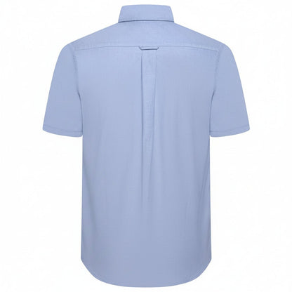 M&S Men's Pure Cotton Oxford Shirt | Short Sleeve | S–4XL | Navy, White, Sky Blue - Sleeve Detail - QHA UK