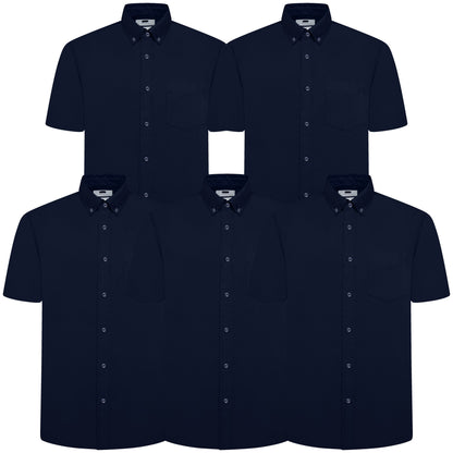 M&S Men's Pure Cotton Oxford Shirt | Short Sleeve | S–4XL | Navy, White, Sky Blue - Sleeve Detail - QHA UK