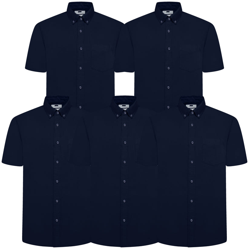 M&S Men's Pure Cotton Oxford Shirt | Short Sleeve | S–4XL | Navy, White, Sky Blue - Sleeve Detail - QHA UK