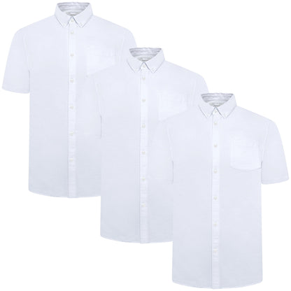 M&S Men's Pure Cotton Oxford Shirt | Short Sleeve | S–4XL | Navy, White, Sky Blue - Sleeve Detail - QHA UK