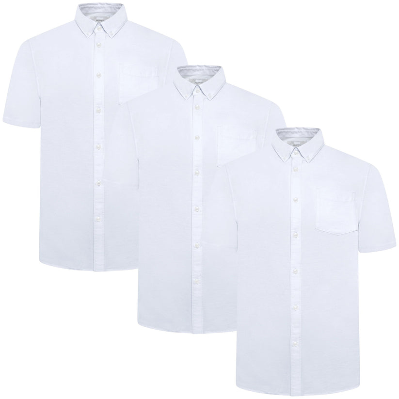 M&S Men's Pure Cotton Oxford Shirt | Short Sleeve | S–4XL | Navy, White, Sky Blue - Sleeve Detail - QHA UK