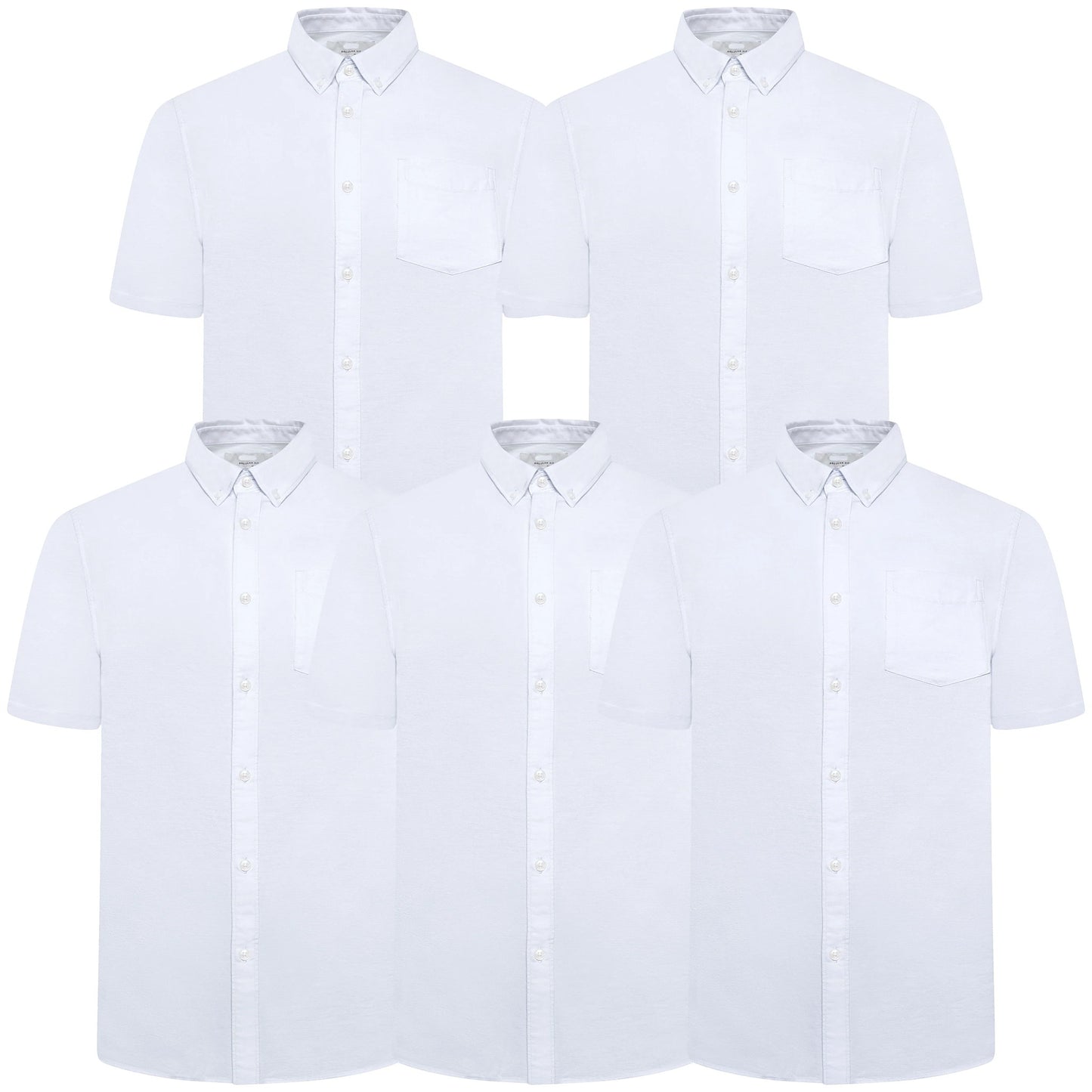 M&S Men's Pure Cotton Oxford Shirt | Short Sleeve | S–4XL | Navy, White, Sky Blue - Sleeve Detail - QHA UK
