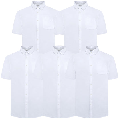 M&S Men's Pure Cotton Oxford Shirt | Short Sleeve | S–4XL | Navy, White, Sky Blue - Sleeve Detail - QHA UK