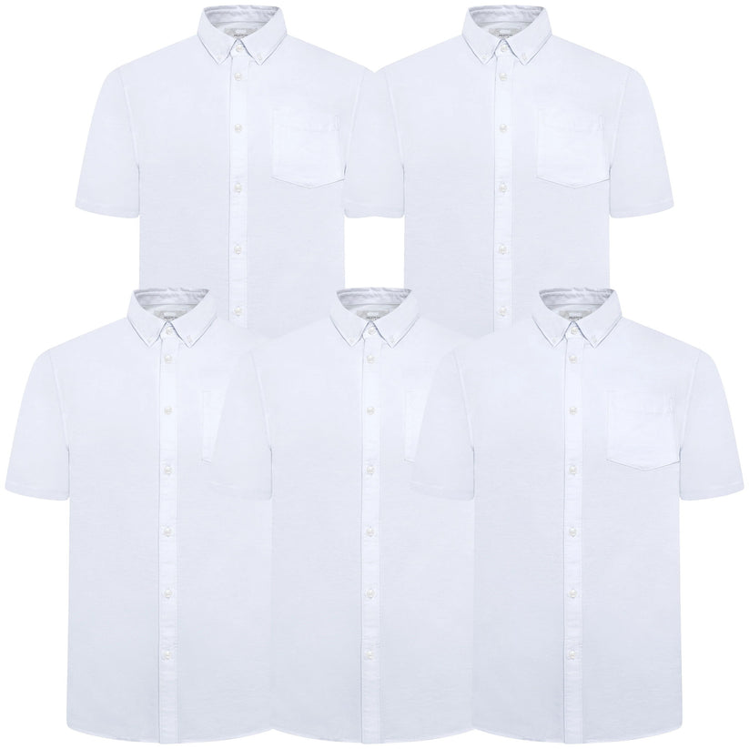 M&S Men's Pure Cotton Oxford Shirt | Short Sleeve | S–4XL | Navy, White, Sky Blue - Sleeve Detail - QHA UK